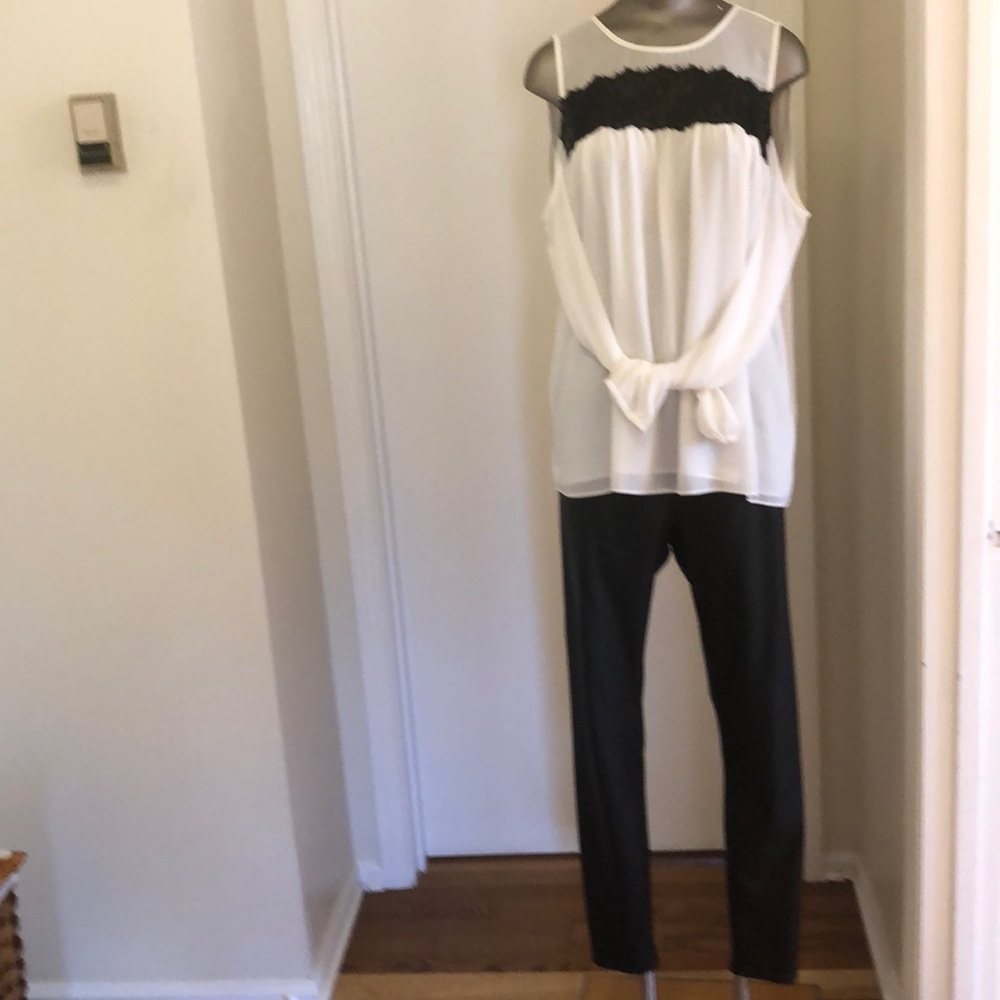 MK cold shoulder blouse/RL faux pants